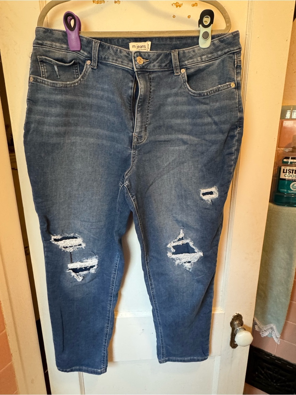 m jeans by Maurices Distressed Skinny Jeans Size 18 Short Super High Rise